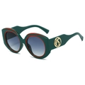 Gafas de sol ovaladas de gran tamaño con montura verde oscuro y borde rojo vibrante - Montura Verde / Lentes Verdes