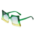 Oversized square sunglasses with green-yellow gradient frames and blue lenses - Regular / Green-Tea Gradient Frame Green Tea Lens
