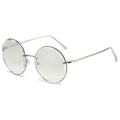 Fashionable rimless geometric sunglasses with cut-edge lenses and silver metal frame - Silver Frame Light Mercury Lens