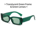 Square small frame sunglasses in transparent green finish for women - Transparent Green Frame Green Lens