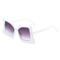 White geometric oversized sunglasses with purple gradient lenses and silver studs - Regular / White Frame Gray Lens