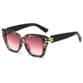 Fashionable oversized square sunglasses with purple tortoiseshell frame and gradient lenses - Tortoise Frame Purple Red Lens