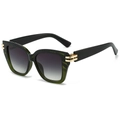 Stylish square tortoise shell sunglasses with gradient grey lenses and gold accents - Green Frame / Green Lens