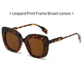 Fashionable leopard print square sunglasses with tinted brown lenses for women - Leopard Frame / Tea Lens