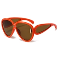 Chic oversized orange sunglasses with streamlined frames and gold metal accents - Orange Frame Tea Lens