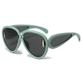 Occhiali da sole oversize verde menta con montatura a infinito e lenti scure moda - Montatura Verde Lenti Grigie