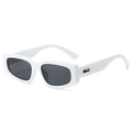Retro oversized square sunglasses featuring thick white frame and dark lenses - White Frame Gray Lens