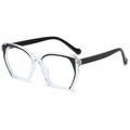 Chic TR90 large square blue light glasses in black and white two-tone contrast finish - Transparent Frame Black Legs