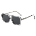Retro double-bridge oversized sunglasses with grey transparent frames and dark lenses - Translucent Grey Frame Grey Lens
