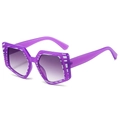 Irregular purple geometric sunglasses with trendy gradient lenses and white dot pattern - Purple Frame / Purple Lens
