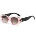 Lunettes de soleil ovales roses avec détail serpent doré et verres dégradés marron - Monture Rose Gelée / Verres Dégradés Thé