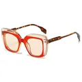 Square sunglasses with transparent orange double frames and champagne lenses - Transparent Orange Frame Champagne Lens