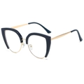 Montatura occhiali cat-eye blu navy e oro con lenti anti luce blu e design a mezzaluna - Montatura Blu Oro