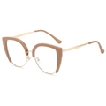 Vintage cat-eye blue light blocking glasses with brown and gold half-rim frames - Regular Khaki Frames (Inc. 13% VAT) / Clear Lens