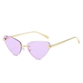 Lunettes de soleil œil de chat sans monture avec verres violets et détail léopard - Monture Or Violet