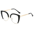 Montatura per occhiali cat-eye semi-aperta in nero e oro con stanghette in metallo - Montatura Oro Nero