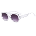 Modern transparent aviator sunglasses with ribbed texture frame and purple gradient lenses - Transparent Frame Double Grey Lens