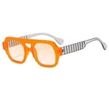 Vintage double-bridge sunglasses with orange striped frames and light orange lenses - Orange Frame Gradient Orange Lenses