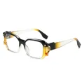 Moderne Blaulichtfilter-Brille mit quadratischem Rahmen und schwarz-bernstein Verlauf - Verlauf Schwarz Gold Rahmen