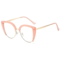 Montatura cat-eye rosa traslucida con aste in metallo dorato per donna in stile retrò - Rosa