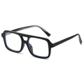 Classic black square double-bridge sunglasses with clear anti-blue light lenses - Black Frame Clear Lenses