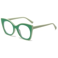 Retro Oversize Katzenaugen Brille in zweifarbig grünem Gestell im 45-Grad Winkel Ansicht - Grüner Rahmen