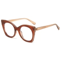 Oversized Cat-Eye Brillenrahmen in bernsteinfarbenem Schildpatt-Look, 45-Grad-Ansicht - Brauner Rahmen