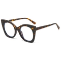 Große Katzenaugen Brille mit Schildpattmuster und modischem Oversized Design Damen - Leopardenmuster Rahmen