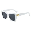 Modische Oversize Quadrat-Sonnenbrille mit weißem Rahmen und schwarzen Gläsern - Weißer Rahmen Graue Linsen