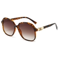 Women's vintage oversized square sunglasses with tortoiseshell frames and gradient lenses - Leopard Frame Gradient Brown Lens