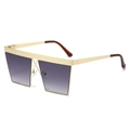 Modern square oversized sunglasses with gold metal frame and gradient purple lenses - Regular / Gold Frame Gradient Gray Lens