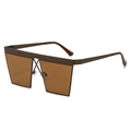 Chic square sunglasses with brown oversized metal frames and tinted brown lenses for a punk look - Regular / Tea Frame Tea Lens