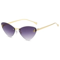Occhiali da sole cat-eye senza montatura con lenti sfumate viola e logo F dorato - Regolare / Montatura Oro Lenti Grigio Sfumato