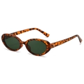 Lunettes de soleil ovales rétro à petit cadre avec motif léopard et verres vert foncé - Monture Léopard Verres Vert Foncé