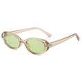 Retro oval small frame sunglasses with translucent tea frame and light green lenses - Tea Frame Green Lens