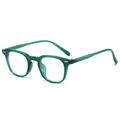 Vintage translucent green square eyeglasses with classic rivet decor and blue light lenses - Green Frame