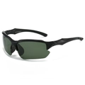 Lunettes de soleil de sport polarisées demi-monture noir mat avec verres vert foncé - Standard / Lunettes de soleil à monture noire et verres vert foncé