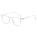 Retro transparent square blue light blocking glasses with stylish silver rivet details - Milky White Frame