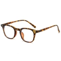 Retro square tortoiseshell eyeglasses for women featuring silver rivets on a white background - Leopard Frame