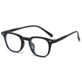 Classic black square anti-blue light glasses with silver rivets and full rim frame - Glossy Black Frame