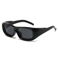 Gafas de sol rectangulares negras de estilo retro Y2K con acabado brillante - Marco Negro Brillante Lente Gris