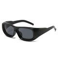 Gafas de sol rectangulares negras clásicas con montura ancha y lentes grises mujer - Marco Negro Mate / Lentes Grises