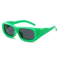 Gafas de sol rectangulares retro verde neón con cristales gris oscuro - Montura Verde Lente Gris