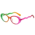 Montatura per occhiali ovale sfumata arcobaleno con stanghette ondulate in resina - Lente Piana Anti-Luce Blu / Montatura Verde Viola