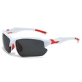 Lunettes de soleil de sport polarisées demi-monture blanches avec embouts rouges - Standard / Régulier (TVA 13 % incluse) monture blanc et rouge verres gris