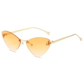 Frameless triangle cat eye sunglasses with orange gradient lenses and gold F crystal trim - Regular / Gold Frame Gradient Orange Lenses