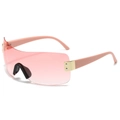 Lunettes de soleil bouclier rétro Y2K sans monture avec verres dégradés roses et or - Standard / Monture Rose Verres Dégradés Roses