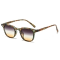 Retro square tortoiseshell sunglasses with gradient lenses and marble pattern frames - Floral Green Frame Purple-Yellow Gradient Lens