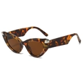 Gafas de sol ojo de gato clásicas con montura de carey, lentes marrones y detalles de metal - Montura de Leopardo / Lentes Té