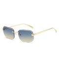 Lunettes de soleil carrées sans monture avec verres dégradés bleu-jaune et décor léopard doré - Monture Dorée Verres Thé Vert